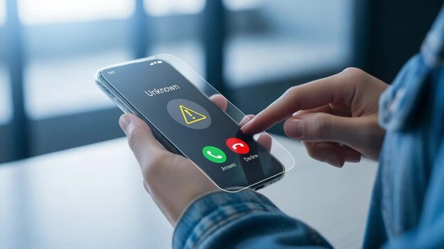 A person receives a suspicious incoming call from an unknown number on their smartphone motion animated video.