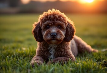 Fototapeta premium A view of a Red Setter on the grass