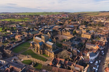 Aerial View of beautiful village of Sherborne, Dorset, England © Radd