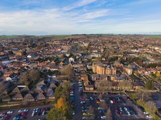 Obraz premium Aerial View of beautiful village of Sherborne, Dorset, England