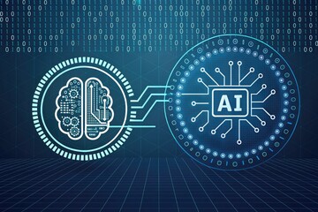 A Visual Shows a Human Brain Connecting to an Artificial Intelligence Circuit