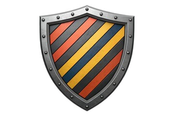 Colorful Shield Design With Diagonal Stripes and Metal Border
