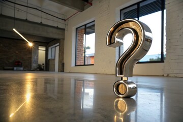 Shine of a Question Mark Sculpture in a Modern Indoor Space