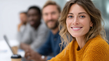 Team collaboration in office environment for business meeting discussion