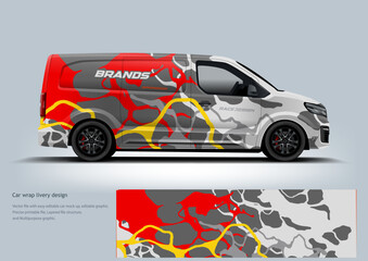 A bold red abstract wrap with energetic patterns designed to communicate power and motion.