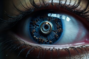 Futuristic cybernetic eye representing advanced artificial intelligence technology