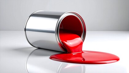 倒れた缶から流れる赤い液体が強烈なコントラストを生む演出表現