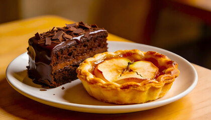 A delicious slice of homemade chocolate cake with nuts and white cream is served as a sweet dessert snack on a plate with a fork for a tasty meal