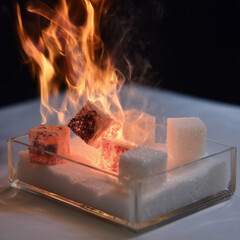 Burning sugar cubes