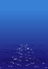 Blue background and simple  illustration of the sea