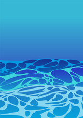 blue water surface illustration with big waves