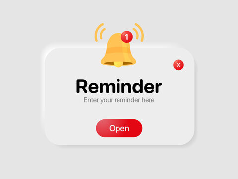 Reminder notification pop up template. Business planning ,events, reminder and timetable page vector illustration EPS10.