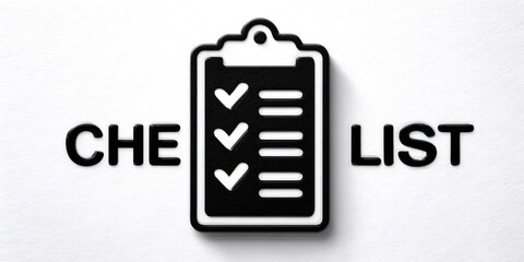 Checklist clipboard icon with check marks and text