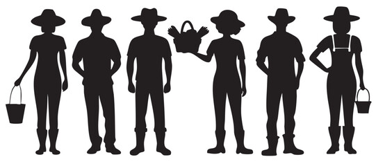 Farmer and Farm Silhouettes on White Background Vector Fully Editable Smart Object Text Effect