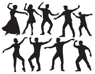 Dancing People Silhouettes on White Background Vector Fully Editable Smart Object Text Effect