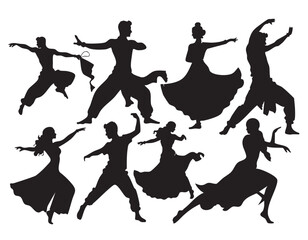 Indian Cultural Silhouettes on White Background Vector Fully Editable Smart Object Text Effect