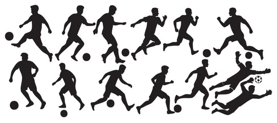 Football Player Silhouettes on White Background Vector Fully Editable Smart Object Text Effect