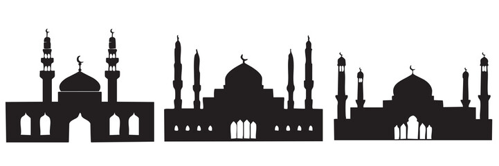 Masjid Al Haram Silhouettes on White Background Vector Fully Editable Smart Object Text Effect