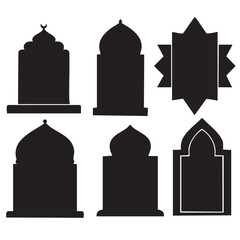 Mihrab Islamic Silhouettes on White Background Vector Fully Editable Smart Object Text Effect