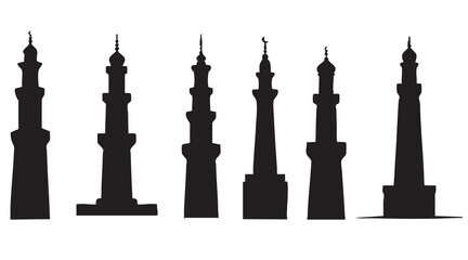 Minaret and Mosque Silhouettes on White Background Vector Fully Editable Smart Object Text Effect