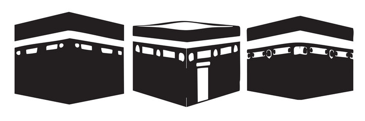 Kaaba Islamic Silhouettes on White Background Vector Fully Editable Smart Object Text Effect