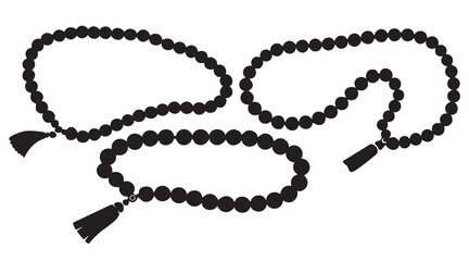 Islamic Tasbih and Prayer Beads Silhouettes on White Background Vector Fully Editable Smart Object Text Effect