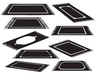 Muslim Prayer Mat Silhouettes on White Background Vector Fully Editable Smart Object Text Effect