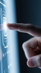 Index finger tapping invisible button illustrating digital action