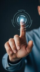 Index finger reaching to activate interface control