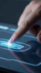 Index finger reaching to engage modern interface