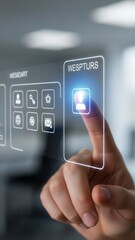 Index finger touching interface highlighting clean user interaction