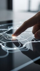 Index finger touching digital surface representing intuitive UI engagement