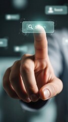 Index finger reaching to select virtual UI element