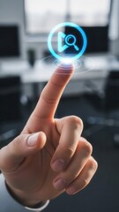 Index finger tapping virtual icon symbolizing user action