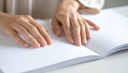 World Braille Day concept featuring hands reading a Braille book, symbolizing accessibility, education, inclusion, and equal access to information for visually impaired people.