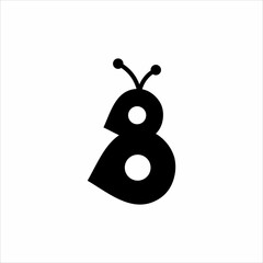 Butterfly logo design with the concept of letter B or number 8.
