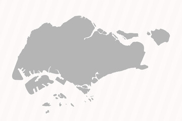 Flat Gray Singapore Map Banner Background