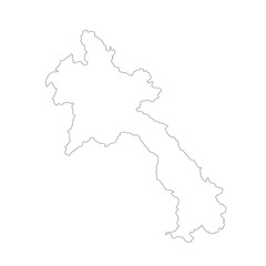 Fototapeta premium Map of Laos, sign silhouette. World Map Globe. Vector Illustration isolated on white background. Asian continent.