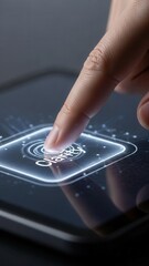 Index finger touching digital UI element showing clarity