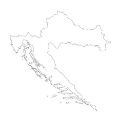 Obraz premium Map of Croatia, sign silhouette. World Map Globe. Vector Illustration isolated on white background. Europe continent.
