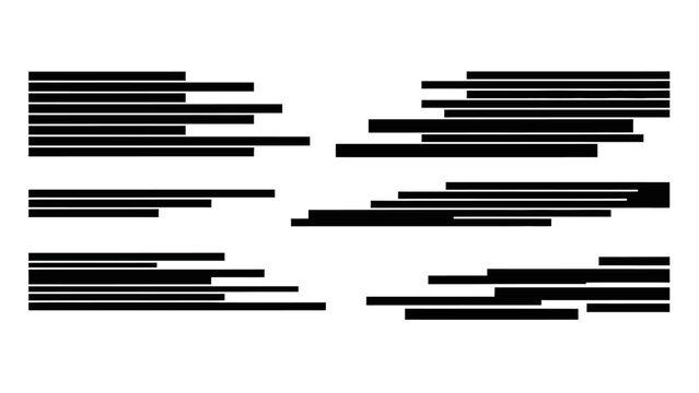 Abstract black lines representing redacted or censored information on a white background