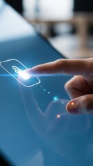 Index finger touching digital interface illustrating interaction simplicity