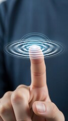 Index finger tapping invisible touchscreen showing click action