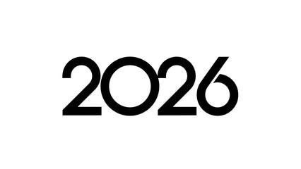 Bold black numeral 2026 on a pure white background a minimalist design