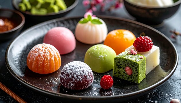 Kaiseki Dessert Platter. Japanese Fine Dining Luxury Set Up