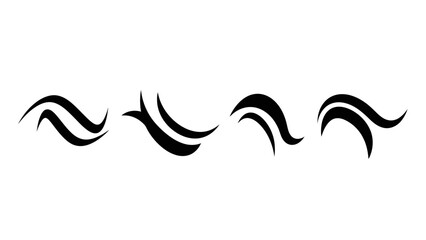 collection of flowing abstract black brush stroke shapes for design elements