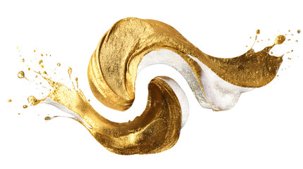 Golden liquid splashing in a dynamic wave motion