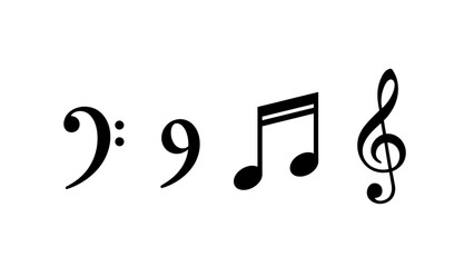 Fototapeta premium Collection of musical notes and clefs on a white background