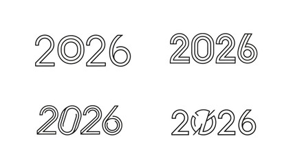 collection of stylized year 2026 numbers in different modern fonts and designs