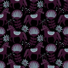 Christmas animals seamless horse pattern for wrapping paper and fabrics and party and kids print